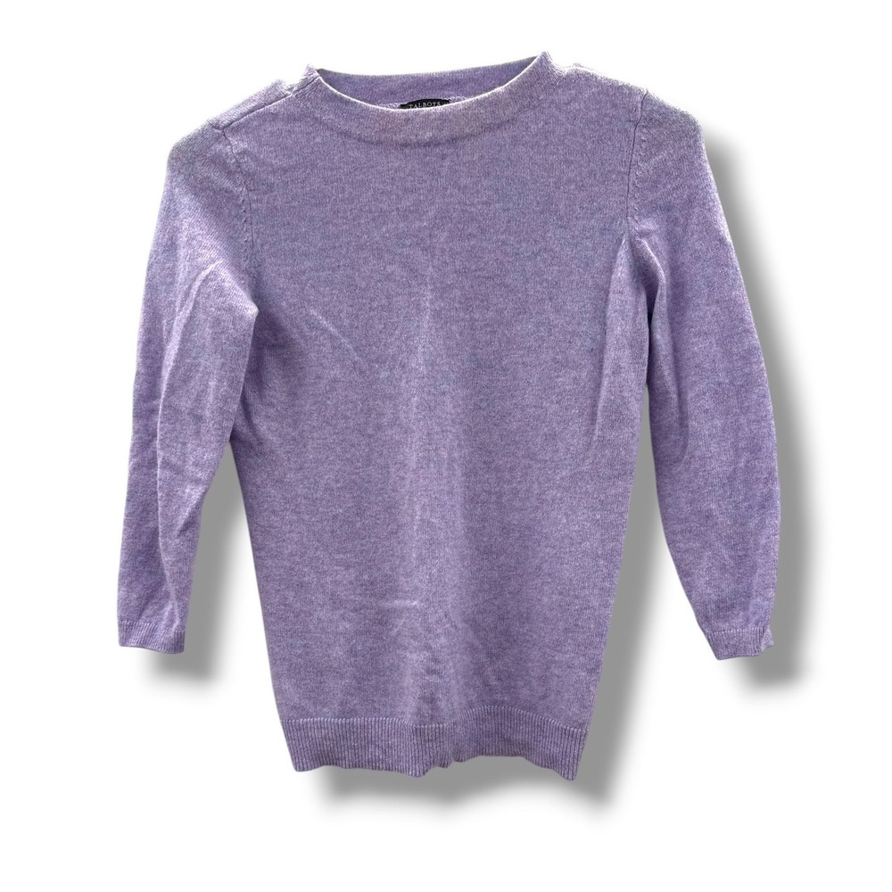 Talbots Pure Cashmere Sweater Womens XSP Lavender Purple Crew Neck 3/4 Sleeve